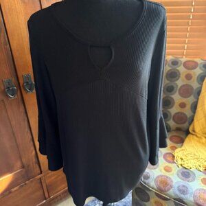 I. N. Studio 3/4 Sleeve Black Ribbed Top Size Large